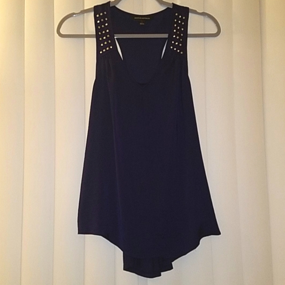Rock & Republic Navy Blousey Tank with Studs